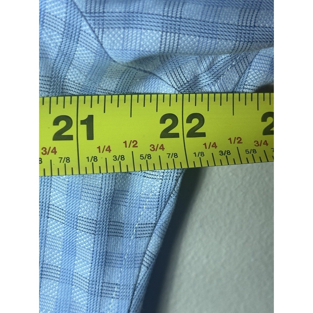 Nordstrom‎ Shirt Mens 15 33 Blue Windowpane Plaid Tailored Button Career Office - Picture 7 of 8